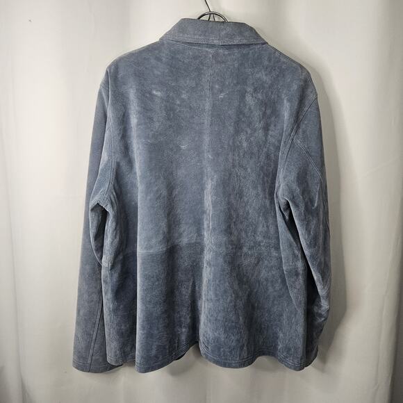 Jessica Holbrook Jacket Womens 1X Blue Suede Leather Floral Embroidered Artsy - Picture 7 of 8